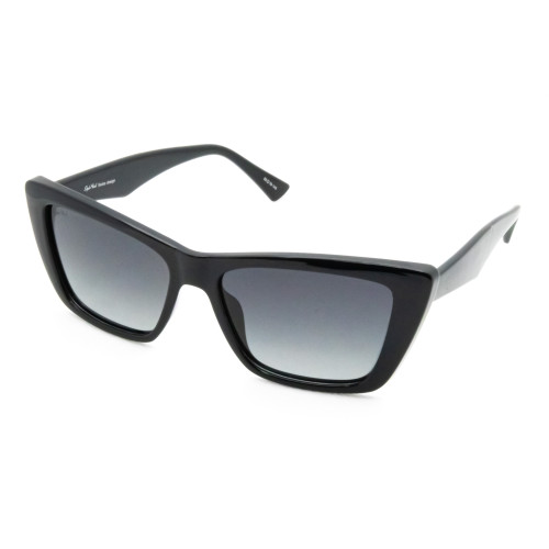 StyleMark L2598A Black Cat-Eye Polarized Sunglasses with Gradient Gray Lenses