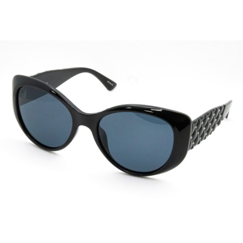 StyleMark L2603A Black Cat-Eye Polarized Sunglasses with Solid Dark Blue Lenses