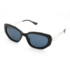StyleMark L2607A Black Geometric Cat-Eye Polarized Sunglasses with Solid Dark Blue Lenses
